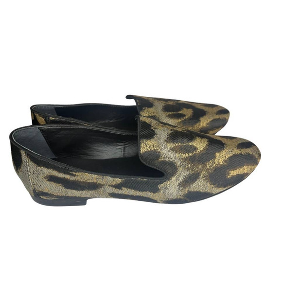 Banana Republic Shoes - Banana Republic Leopard Print Slip on Loafers Flats Black and Gold Size 10‎